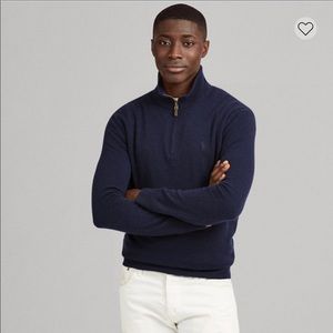 NWT Polo Ralph Lauren Blue Wool Elbow Patch Zip